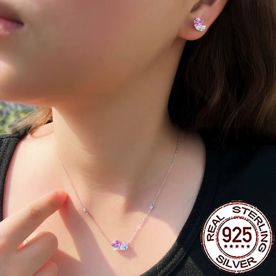 CWWZircons Schmuck-Set, 925 Silber, Rosa Zirkonia, Damen - Bild 2