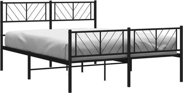 vidaXL Bettgestell aus Metall mit Kopf- und Fußteil in Schwarz, B/T/H: 140 x 200 x 90 cm - Bild 1