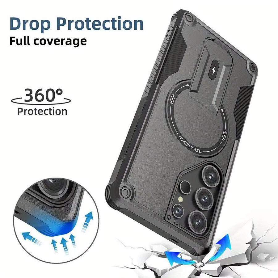 Armor Magnetische Hülle mit faltbarem Ständerhalter für Samsung Galaxy A57 A56 A55 A54 A37 A36 A35 A27 A25 A17 A16 A15 A14 A07 A06 in Schwarz - Bild 3