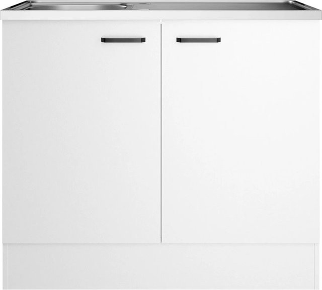 OPTIFIT Spülenunterschrank Bonn214 Weiß mit Auflagespüle, B/T/H: 100 x 60 x 88,2 cm - Bild 1