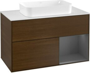 V&B Waschtischunterschrank Finion 100 mit Wandbeleuchtung in Anthrazit, Breite: 100 cm - Bild 1