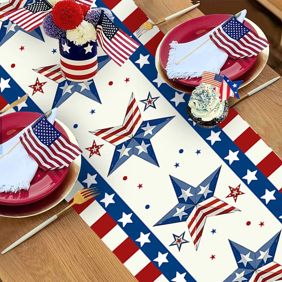AFYPRTY Tischläufer mit amerikanischer Flagge und Sternen aus Polyester, Mehrfarbig, B: 180 cm, T: 35 cm - Bild 3