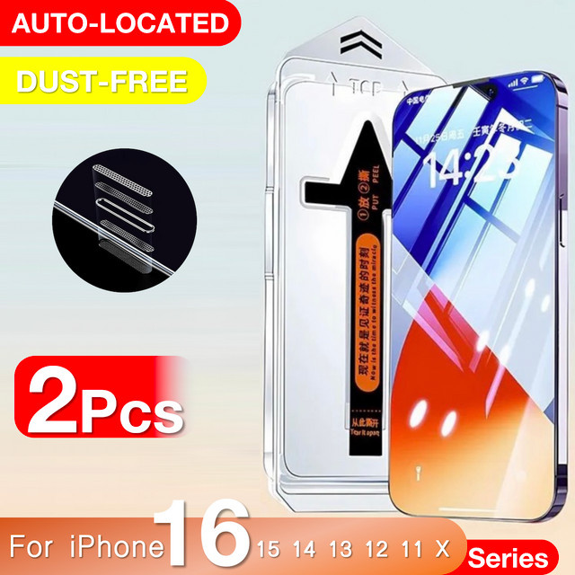 2 Stück Displayschutzfolie aus gehärtetem Glas von miaotiemo in Transparent für iPhone 16 15 14 13 12 11 Pro Max Plus XR XS X - Bild 1