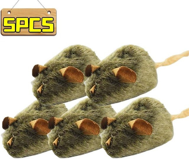 Yiran toy Interaktives Maus Plüsch Katze Kauspielzeug, 1-5 Stück, quietschend - Bild 1