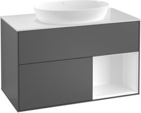 V&B Waschtischunterschrank Finion 100 in Weiß und Grau lackiert, Breite: 100 cm, Tiefe: 50,1 cm, Höhe: 50,1 cm - Bild 1