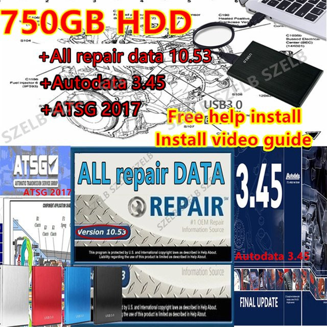 3-in-1 Auto-Reparatursoftware Set auf 750GB HDD mit Reparaturdaten 10.53, AutoData 3.45 und ATSG 2017 inklusive Schaltplänen in Schwarz - Bild 1