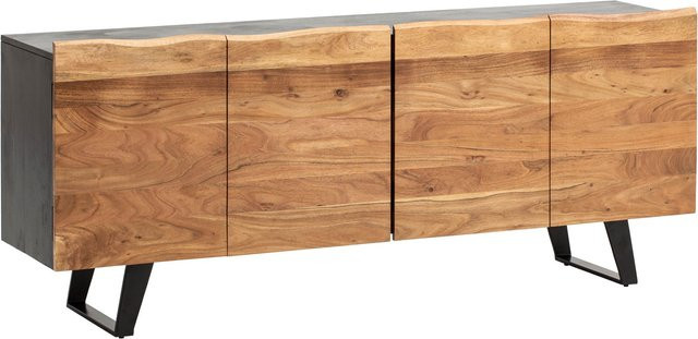 Wohnling Sideboard aus Akazie und Metall in Braun und Schwarz, B/H/T: 180 x 75 x 45 cm - Bild 1