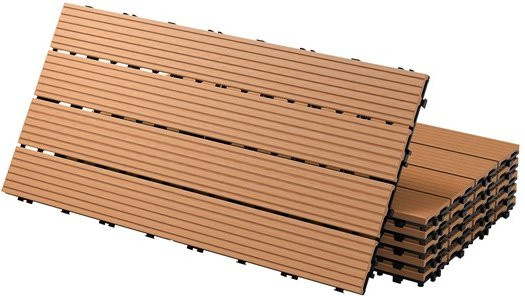 ECD Germany WPC Terrassenfliesen Set in Hellbraun mit Klicksystem und Drainage, 18 Stück, B/T: 60 x 30 cm - Bild 1