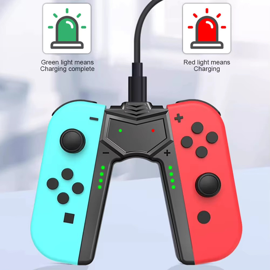 ALLOET Joy-Con Ladegriff für Nintendo Switch OLED mit USB-C Anschluss, Farbe: Schwarz - Bild 3