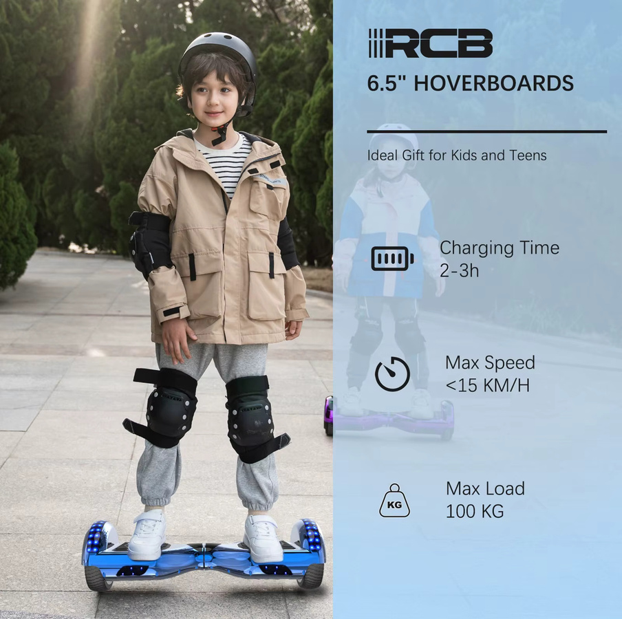 RCB Hoverboard, Elektrischer Selbstbalancierender Roller, 6,5 Zoll, mit Bluetooth und LED-Leuchten - Bild 2