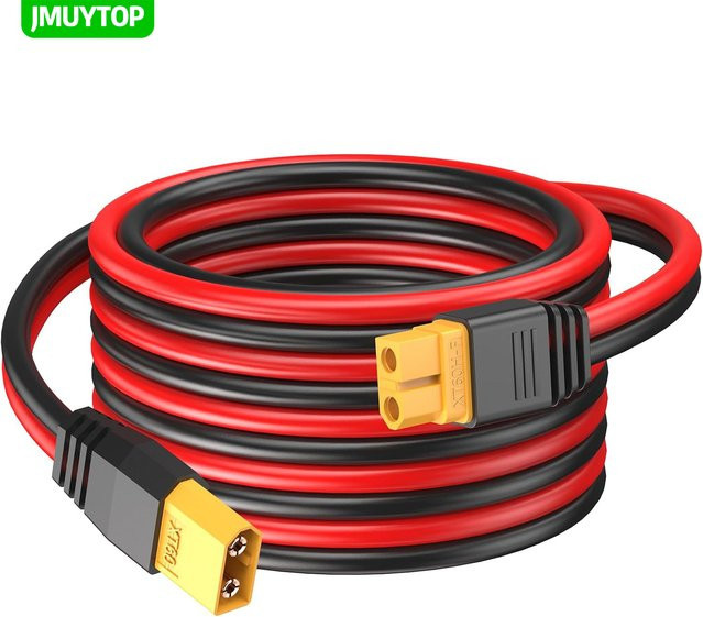 JMUYTOP XT60 Stecker auf Buchse Verlängerungskabel für Solarpanels, 3 m Länge, 4mm2 12AWG, kompatibel mit LifePO4 EF ECOFLOW und Anker Powerstation - Bild 1