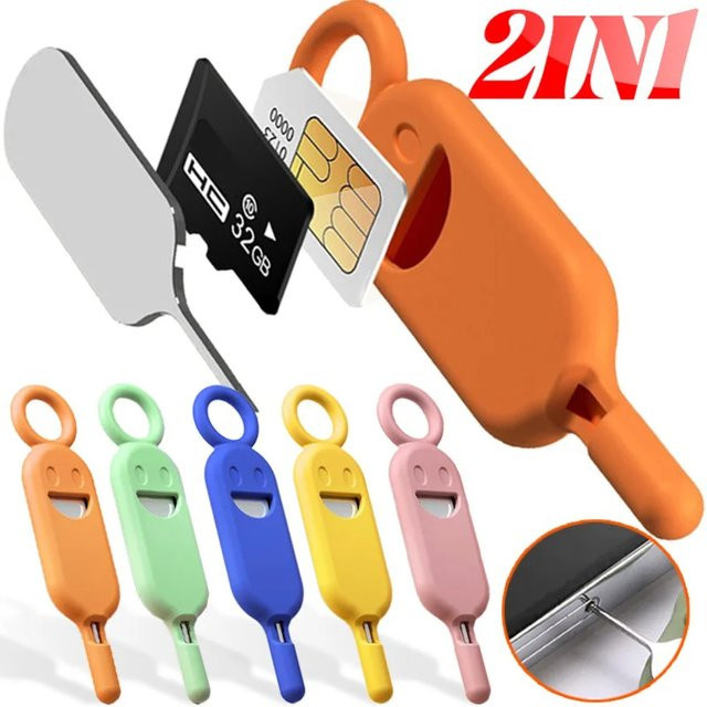 2 in 1 SIM-Karten-Entfernungswerkzeug mit Aufbewahrungsbox und Schutzhalter in Pink - Bild 1
