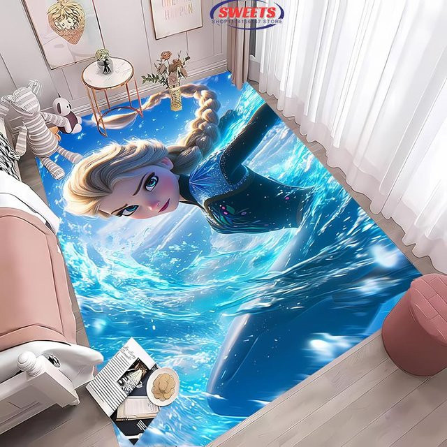 Disney Frozen Elsa Magischer Eis Teppich für das Kinderzimmer, Blau, B/T: 80 x 140 cm - Bild 1