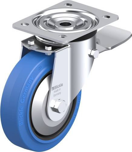 Blickle Lenkrolle L-POEV 160R-ST-SB-FA mit Feststeller in Blau und Schwarz, Rad-Durchmesser: 160 mm, Tragfähigkeit: 400 kg - Bild 1