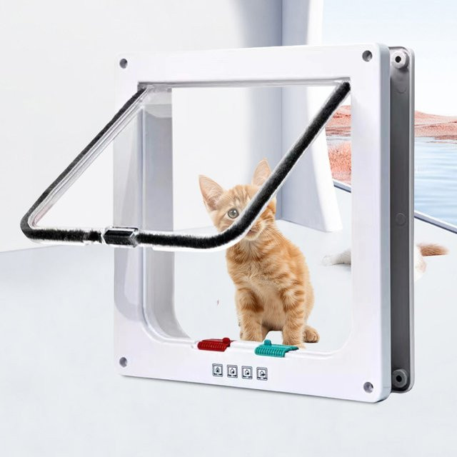 Wetterfeste Katzenklappe mit 4-Wege-Sicherheitsschloss für Katzen, Hunde und Welpen von APWIKOGER - Bild 1