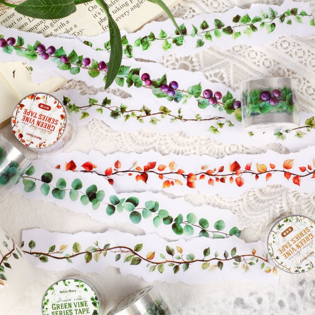 Journamm Pflanzenreben-Bänder-Aufkleber aus PET für Scrapbooking und DIY, Mehrfarbig, Breite: 3 cm, Länge: 2 m - Bild 1