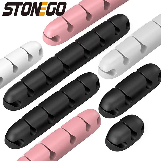 STONEGO USB Kabel Organizer aus Silikon in Schwarz zur Kabelverwaltung für Büro und Desktop - Bild 1