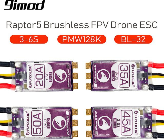 FLYCOLOR Raptor5 Bürstenloser ESC für FPV Racing Drohnen 3-6S mit 32Bit G701 PWM 128K Dshot Proshot - Bild 1