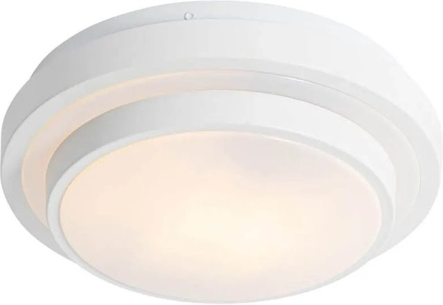 QAZQA Walden Moderne Deckenleuchte Weiß, rund, Stahl, IP44, E27, dimmbar, Durchmesser: 25,5 cm - Bild 1