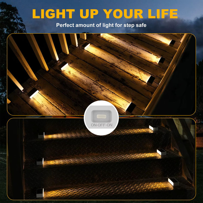 T-SUNRISE 6er Set Solar LED Treppenleuchten IP67 Wasserdicht für Garten und Pfad in Weiß - Bild 4