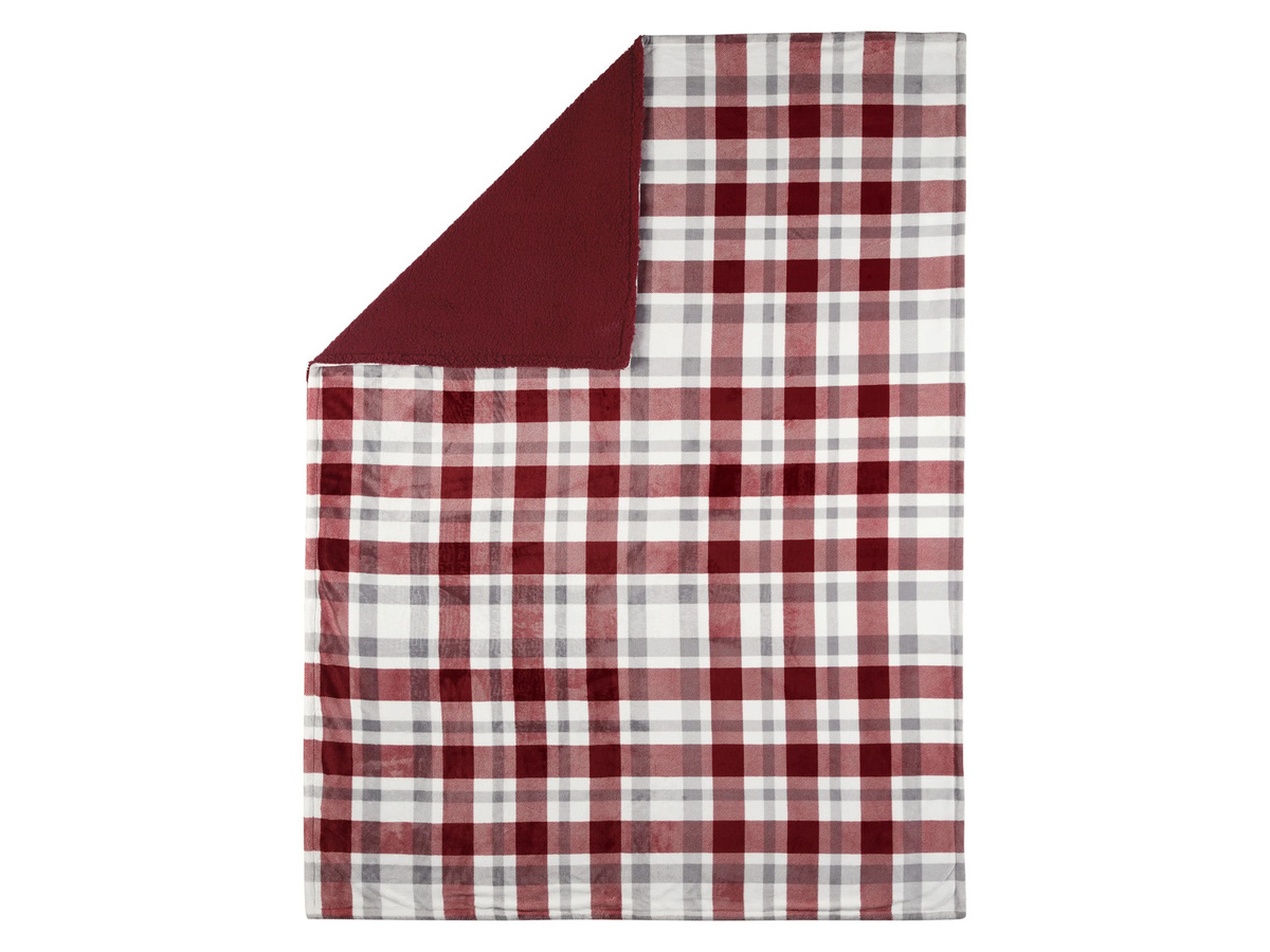 LIVARNO Kuscheldecke aus Teddyfleece in Rot/Multicolor mit Karomuster, B/B/H: 200 x 150 x 0 cm - Bild 2