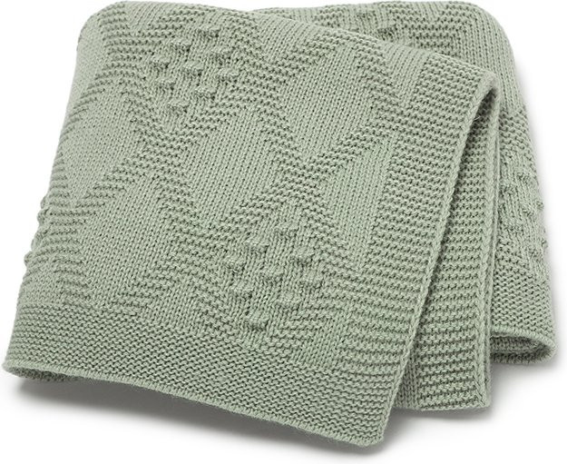 Mimixiong Baby Decke gestrickt, reversible Kuscheldecke für Neugeborene in Grün, B/B: 90 x 70 cm - Bild 1
