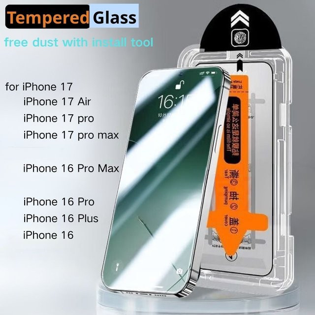 2 Stück panbon Displayschutzfolie aus gehärtetem Glas für iPhone 17, 16 Pro Max, 17 Air, 16 Plus und 16e, transparent, oleophobisch und staubfrei - Bild 1