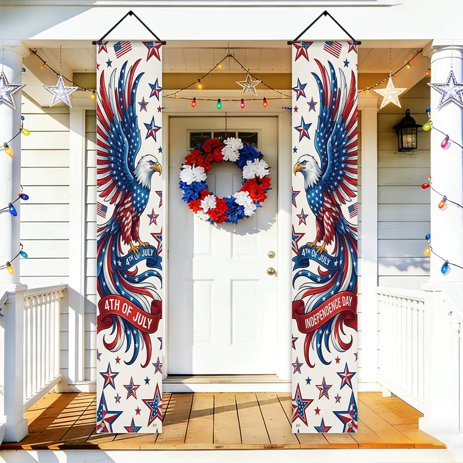 OURFETE Amerikanisches Unabhängigkeitstag Türbanner mit Adler- und Stern-Design, Mehrfarbig, Textil, Breite: 30 cm, Höhe: 180 cm - Bild 2
