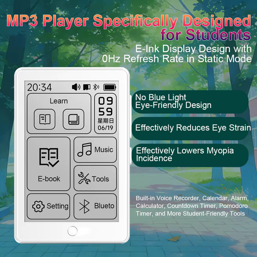 Famue E-Ink E-Book-Reader und MP3-Player mit 64 GB Speicher, 3,5 Zoll Display, Bluetooth und Augenfreundlichem Display in Weiß - Bild 2