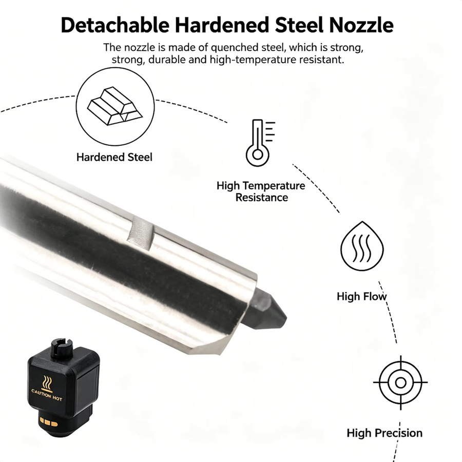 Bambu Lab kompatible HF High-Flow Düse aus gehärtetem Stahl in Schwarz für H2D H2S P2S X2D 3D-Drucker für hochpräzisen FDM-Druck - Bild 5