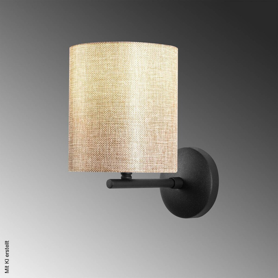 Opviq Wandleuchte modern in Schwarz und Beige aus Metall und Stoff mit E27 Fassung, B/H/T: 23 x 26 x 14 cm - Bild 2