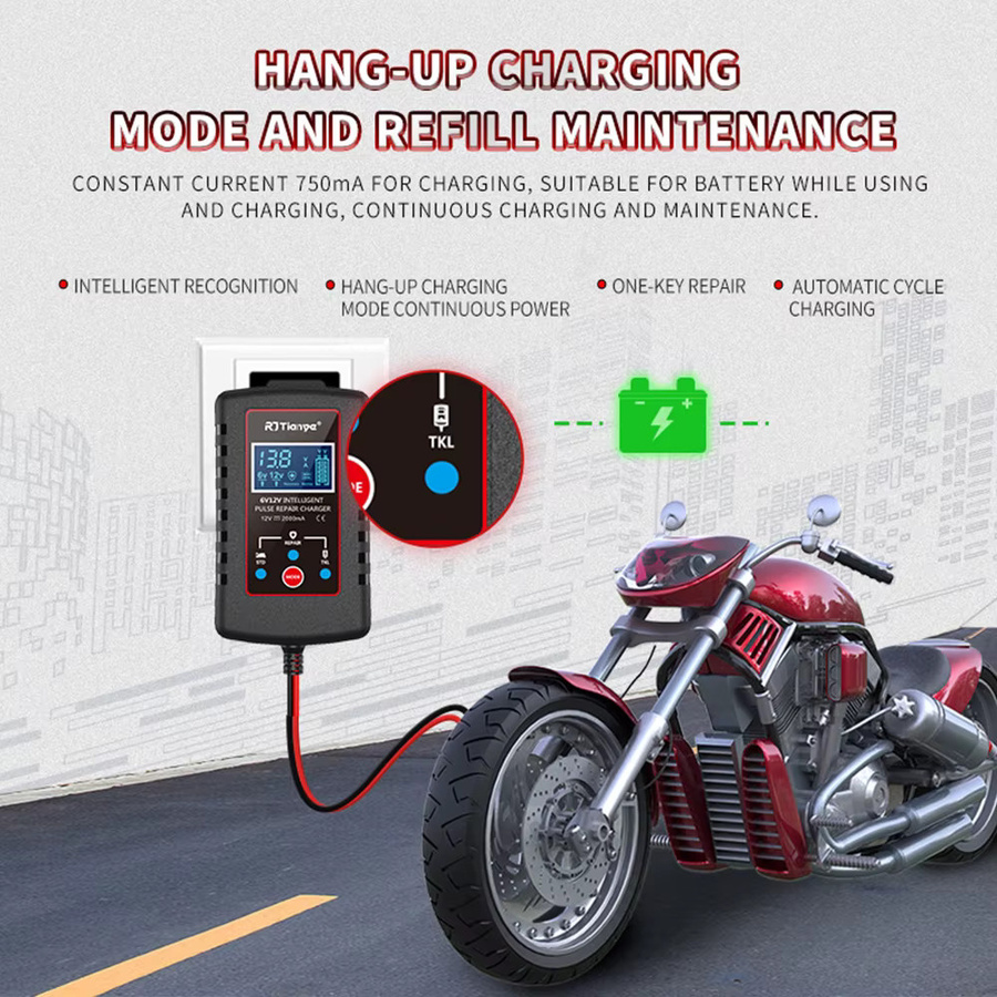Smart Batterie Ladegerät mit ASE Adapter Kabel für 6V und 12V, Automatisches Float-Ladegerät für Auto und Motorrad, Schwarz - Bild 5