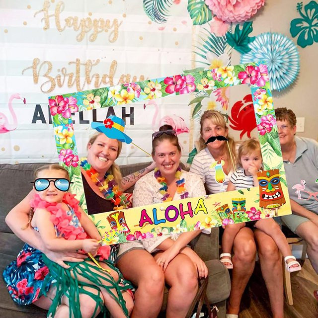 ZQNYCY Aloha Hawaii Party Foto-Requisiten aus Papier mit floralem Design in Mehrfarbig für Sommer Luau Beach Party und Hochzeit - Bild 1