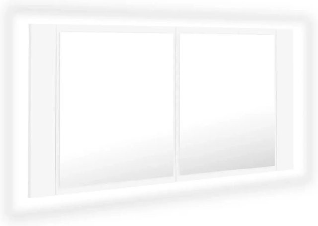 vidaXL LED-Bad-Spiegelschrank Weiß mit integrierter Beleuchtung und Regalen, B/H/T: 90 x 45 x 12 cm - Bild 1