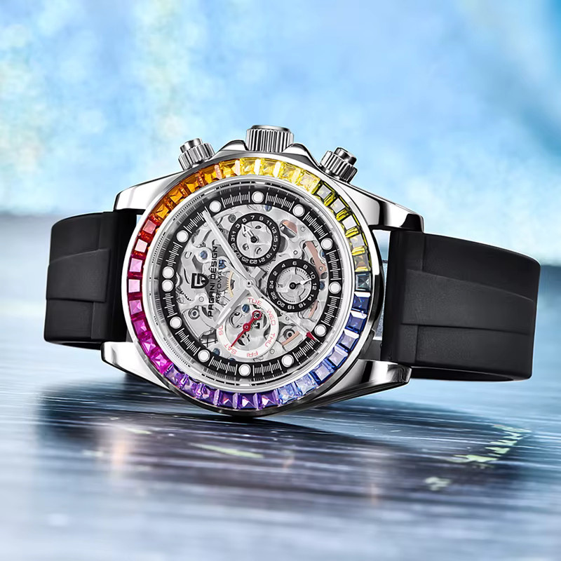 PAGANI DESIGN Armbanduhr, Automatik, Edelstahl, Regenbogen Lünette, 40 mm, Herren - Bild 4