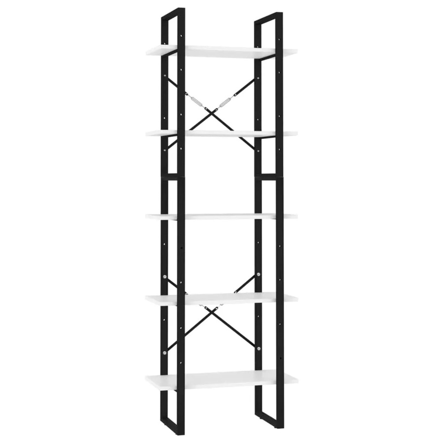 vidaXL Bücherregal im Industrial-Design aus MDF und Metall, Weiß, B/T/H: 60 x 30 x 175 cm - Bild 2
