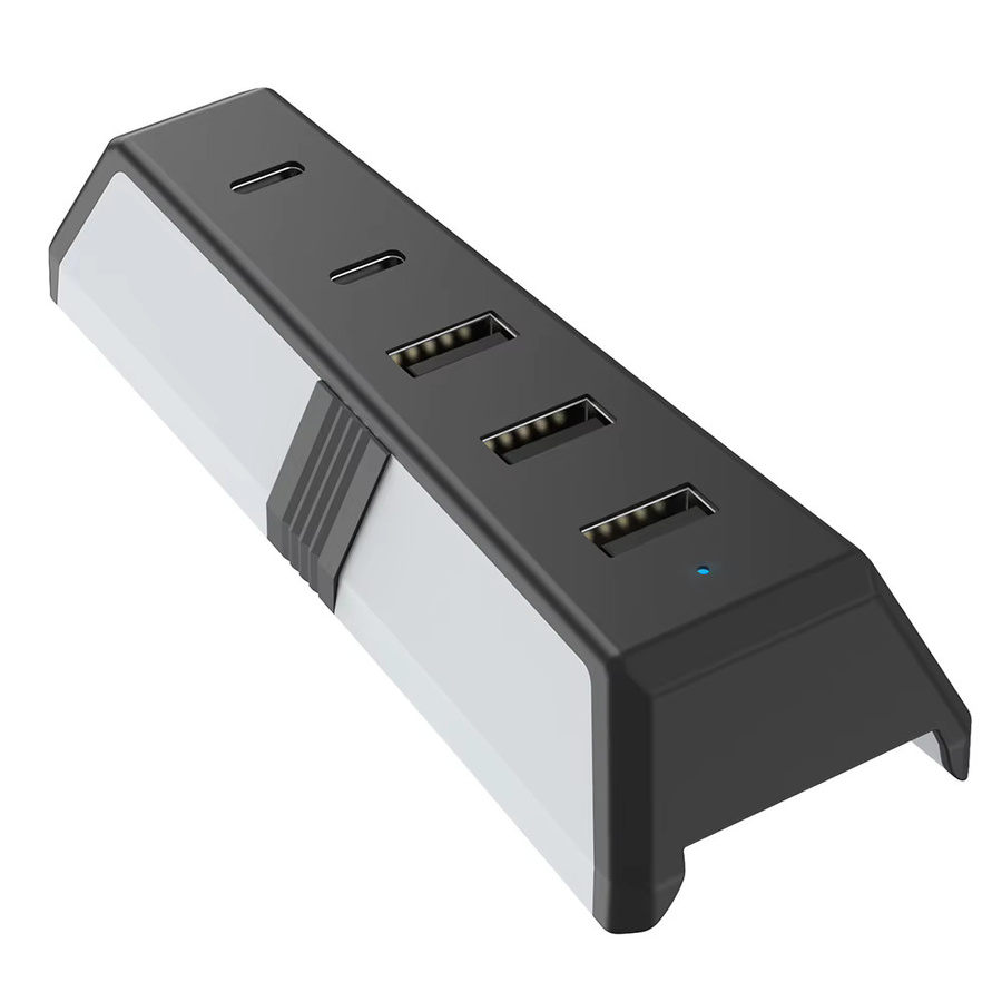 5-Port USB-C Erweiterungs-Hub für PlayStation 5 Pro mit 3x USB 2.0 und 2x USB Typ-C 3.1 in Schwarz und Weiß - Bild 4