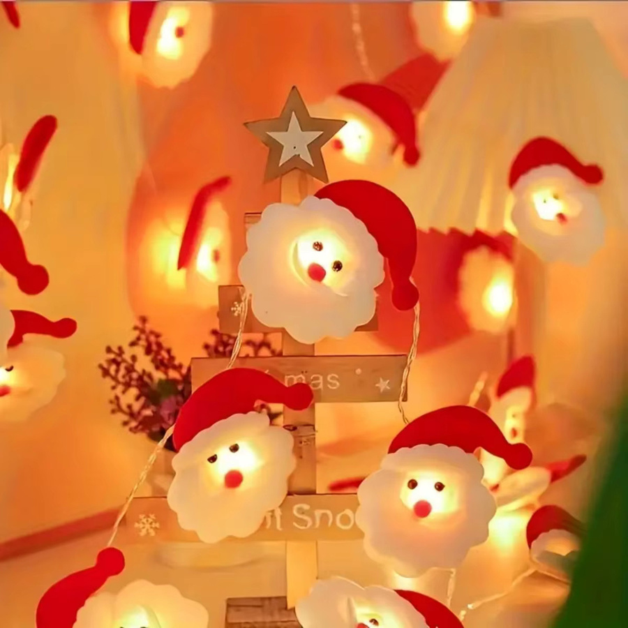 Peach Forest Weihnachtliche Santa Claus Lichterkette mit 10 oder 20 LEDs für Haus und Garten, batteriebetrieben - Bild 3