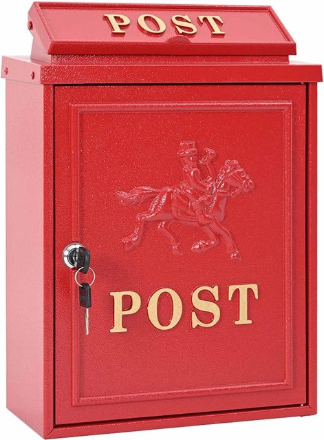 DELUKE Briefkasten PETER aus Gussaluminium in Rot für die Wandmontage, B/T/H: 29 x 13 x 41 cm - Bild 1