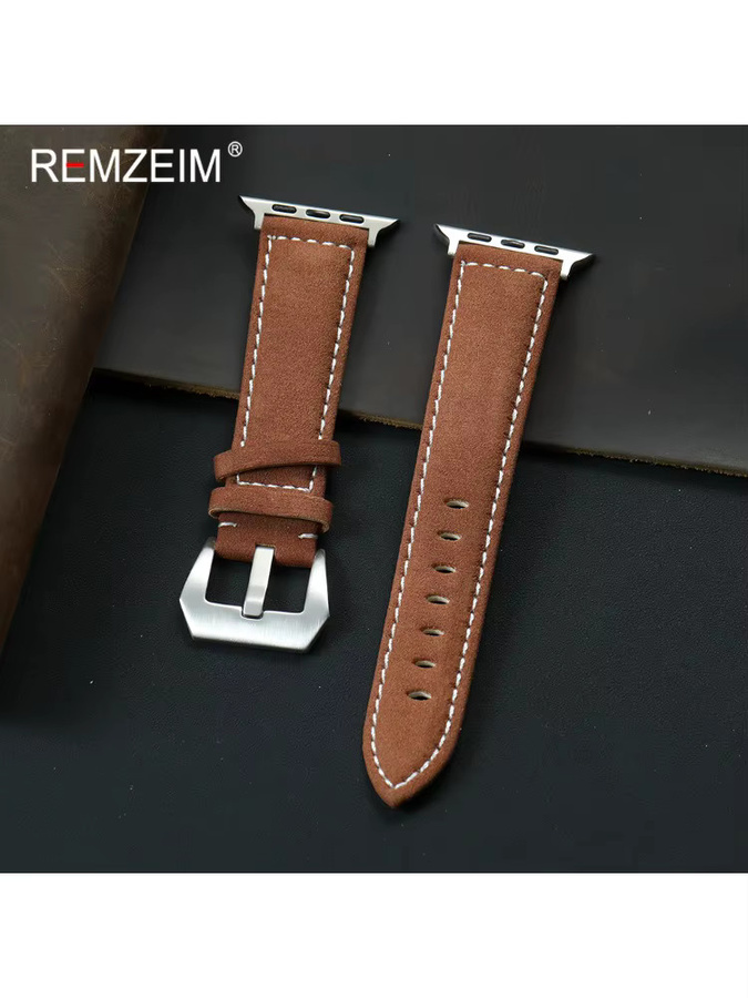 REMZEIM Uhrenarmband PU-Leder, Herren, Vintage - Bild 2
