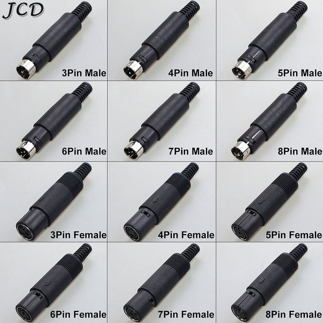 Mini DIN Stecker und Buchsen Set für Chassis-Montage in Schwarz mit 3 bis 8 Pin Optionen für PS2 und Draht-Terminal-Löten - Bild 1