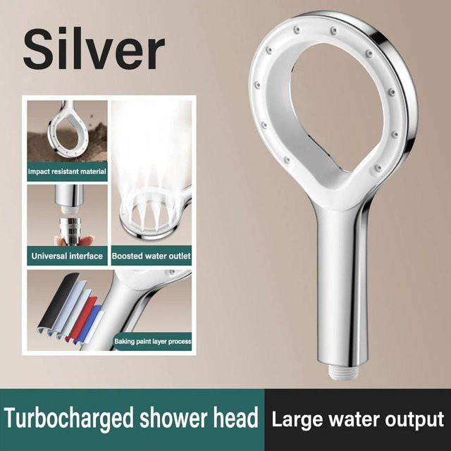 Oudun Ringförmiger Hochdruck-Duschkopf als Regendusche in Silber - Bild 1