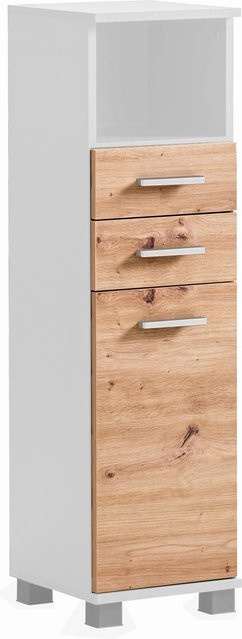 Schildmeyer Highboard Palermo in Weiß-Eiche mit mattem Finish, B/H/T: 30,3 x 110,5 x 32,6 cm - Bild 1