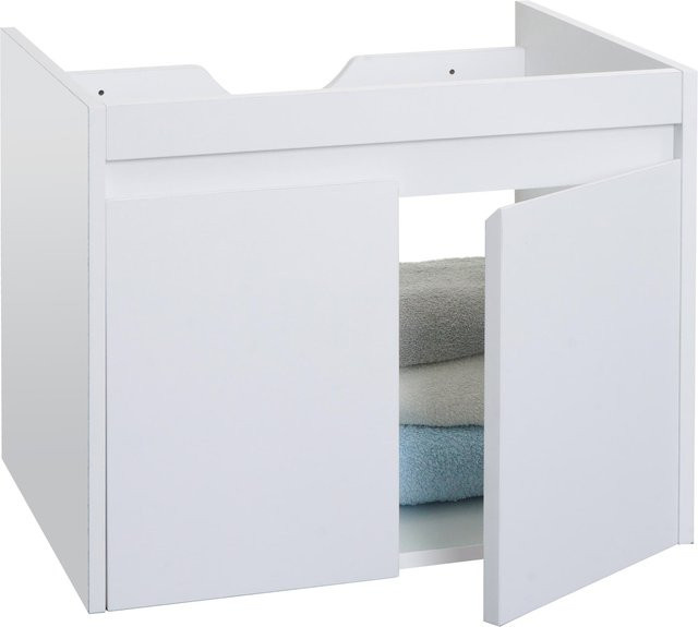 Waschbeckenunterschrank MCW-L86 aus Melamin mit 2 Türen in Weiß, B/T/H: 48 x 59 x 46 cm - Bild 1