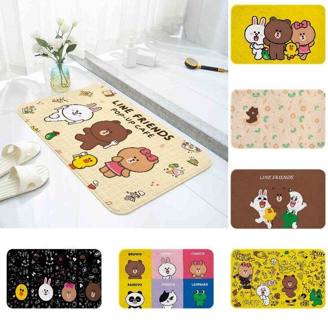 L-Lines Friends B-Brown Bear Saugfähige Bodenmatte in Braun für Badezimmer, Küche und Eingangsbereich - Bild 1
