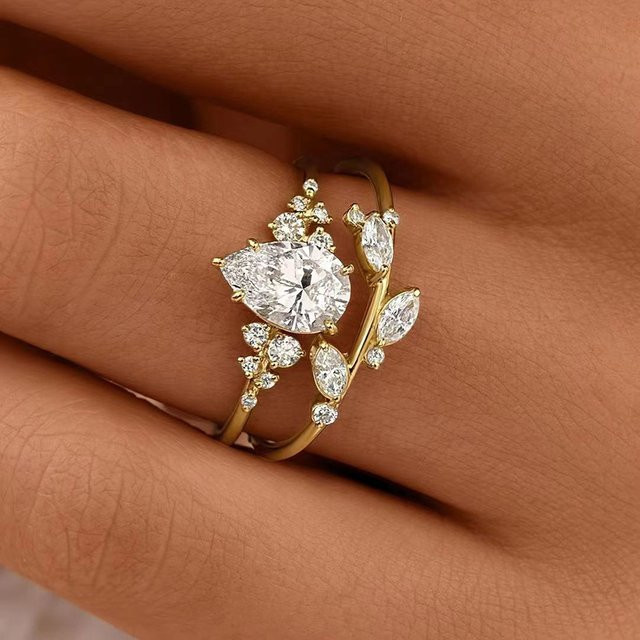Huitan Schmuck-Set, Ringe, Zirkonia, Gold, Damen - Bild 1