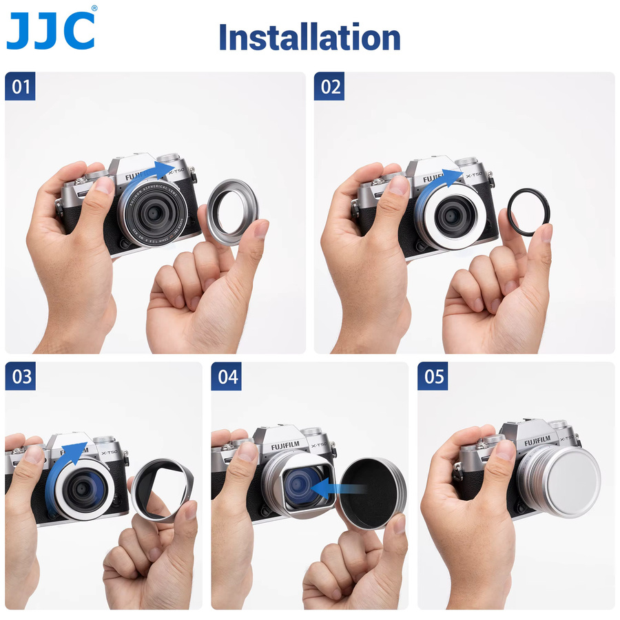 JJC Metall-Quadrat-Gegenlichtblende für Fujifilm XF 23mm F2.8 R WR und XF 27mm F2.8 R WR Objektive in Schwarz oder Silber - Bild 6