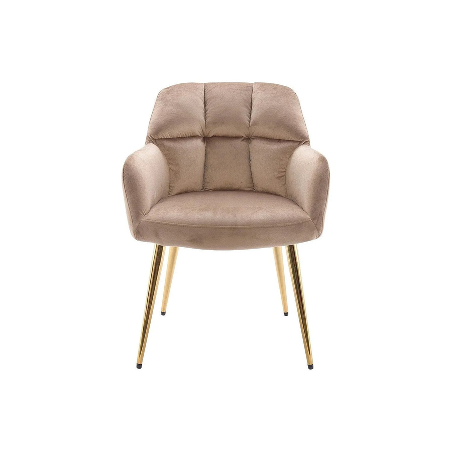 Vente-unique Stuhl Pega in Beige mit Samtbezug und Armlehnen sowie Gold-Metallgestell, Breite: 58,5 cm - Bild 2