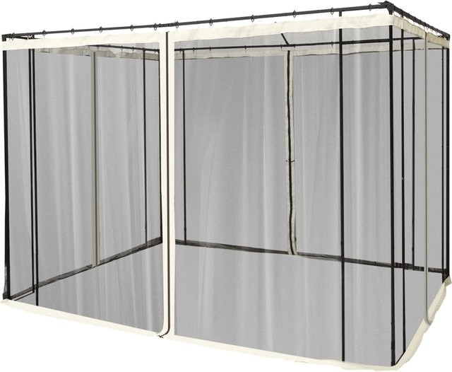 Outsunny Moskitonetz für Pavillon aus Polyester und Nylon-Mesh, 4 Seitenteile mit Reißverschluss, Schwarz, Breite: 302 cm, Höhe: 207 cm - Bild 1