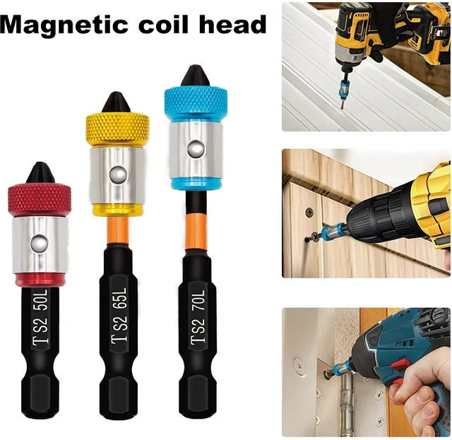 YUKU S2 Magnetischer Verlängerter Kreuzschraubendreherkopf Universal 1/4 Aufsteckkopf mit Positionsmagnetisierer aus Stahl - Bild 1
